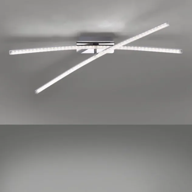LED Deckenleuchte, chromfarben, ein fester, ein drehbarer Leuchtarm, modern