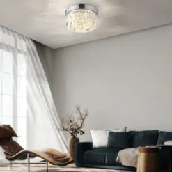 LED Deckenleuchte chrom Kristallanhänger dimmbar Memoryfunktion