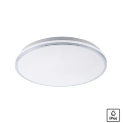 LED-Deckenleuchte, chrom, Schirm, IP44, Badezimmer, warmweis