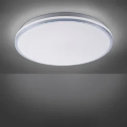LED-Deckenleuchte, chrom, Schirm, IP44, Badezimmer, warmweis