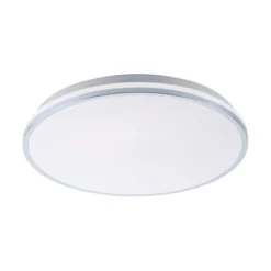 LED-Deckenleuchte, chrom, Schirm, IP44, Badezimmer, warmweis