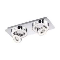 LED-Deckenleuchte, Chrom, 2 schwenkbare Leuchtringe, Design, modern