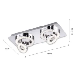 LED-Deckenleuchte, Chrom, 2 schwenkbare Leuchtringe, Design, modern