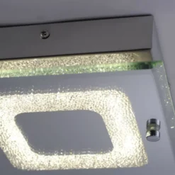 LED Deckenleuchte, chrom, Spiegelglasscheibe, Kristalloptik, modern, eckig