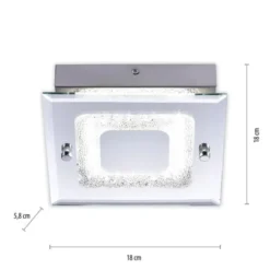 LED Deckenleuchte, chrom, Spiegelglasscheibe, Kristalloptik, modern, eckig