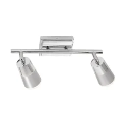 LED-Deckenleuchte, Chrom, 2 verstellbare Leuchtköpfe, inkl. Wippschalter