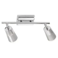 LED-Deckenleuchte, Chrom, 2 verstellbare Leuchtköpfe, inkl. Wippschalter