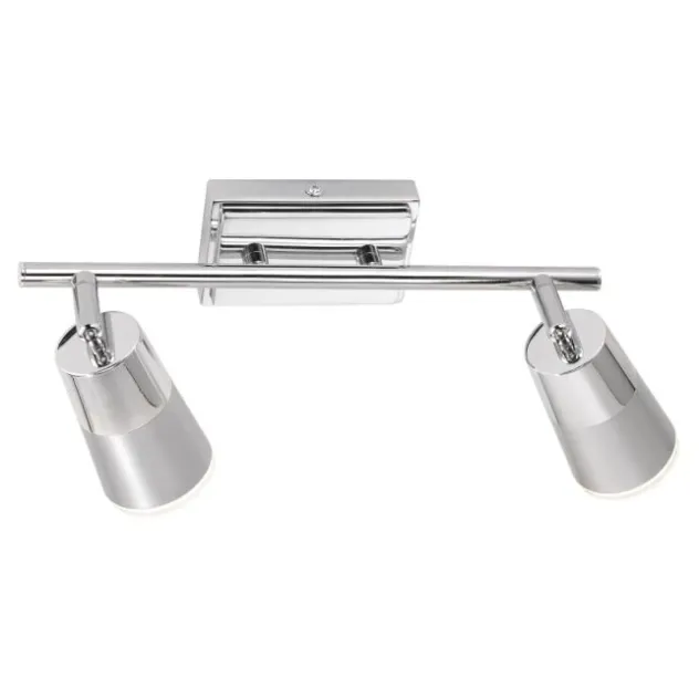 LED-Deckenleuchte, Chrom, 2 verstellbare Leuchtköpfe, inkl. Wippschalter