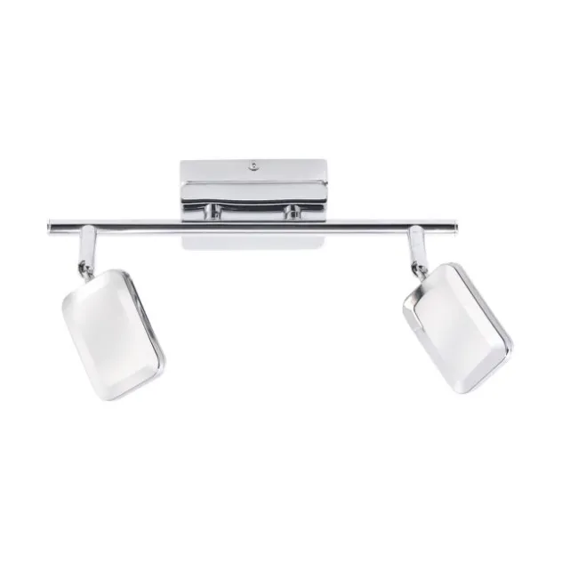 LED-Deckenleuchte, chrom, 2 verstellbare Leuchtköpfe, warmweiße Lichtfarbe