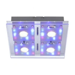 LED-Deckenleuchte, chrom, 30x30cm, Farbwechsel, Fernbedienung, RGB