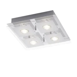 LED-Deckenleuchte, chrom, 30x30cm, Farbwechsel, Fernbedienung, RGB