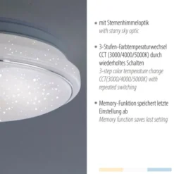 LED Deckenleuchte Ø35cm rund Sternenhimmel Farbwechsel CCT Memoryfunktion