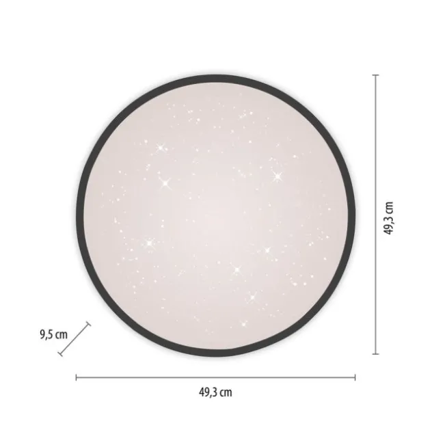 LED Deckenleuchte D=49cm schwarz Sternenhimmeloptik dimmbar