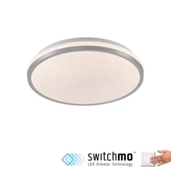 LED Deckenleuchte D=28cm silber Sternenhimmeloptik dimmbar
