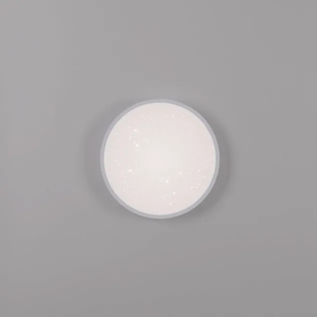 LED Deckenleuchte D=28cm silber Sternenhimmeloptik dimmbar