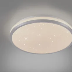 LED Deckenleuchte D=28cm silber Sternenhimmeloptik dimmbar