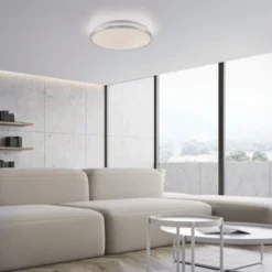LED Deckenleuchte D=28cm silber Sternenhimmeloptik dimmbar