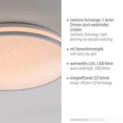 LED Deckenleuchte D=38cm silber Sternenhimmeloptik dimmbar