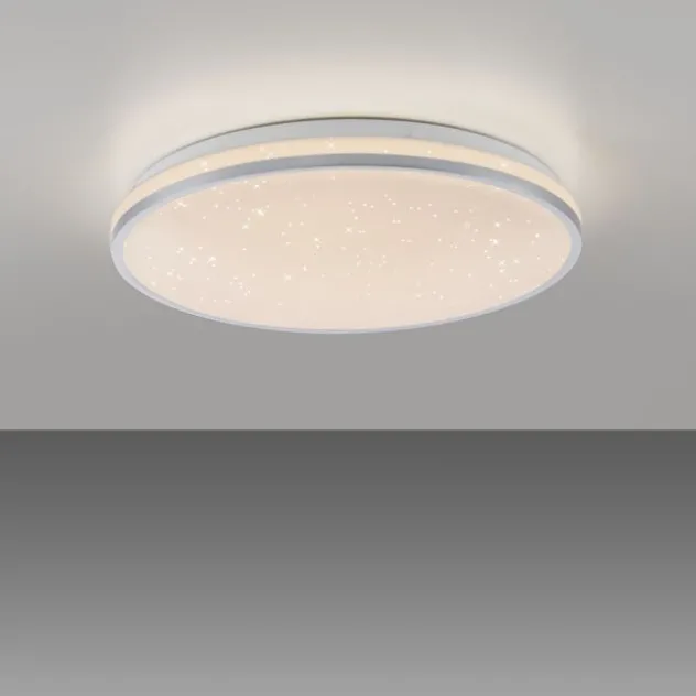 LED Deckenleuchte D=38cm silber Sternenhimmeloptik dimmbar