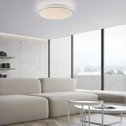 LED Deckenleuchte D=38cm silber Sternenhimmeloptik dimmbar