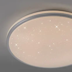 LED Deckenleuchte D=49cm silber Sternenhimmeloptik dimmbar