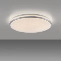 LED Deckenleuchte D=49cm silber Sternenhimmeloptik dimmbar