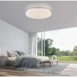 LED Deckenleuchte D=34cm weiß Sternenhimmel zeitloses Design warmweiß