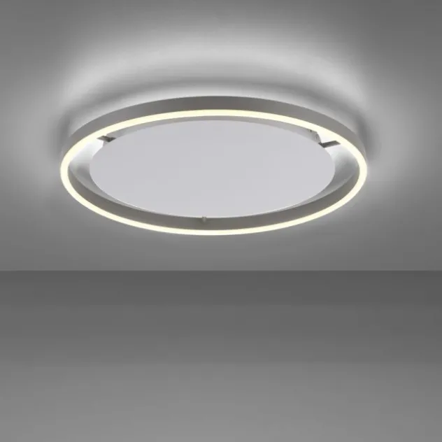 LED Deckenleuchte, dimmbar, aluminium, rund 50cm, warmweiß