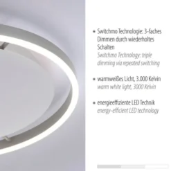 LED Deckenleuchte, dimmbar, aluminium, rund 50cm, warmweiß