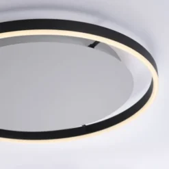 LED Deckenleuchte, dimmbar, anthrazit, rund 50cm, warmweiß