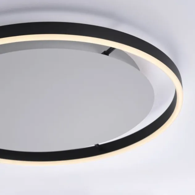 LED Deckenleuchte, dimmbar, anthrazit, rund 50cm, warmweiß