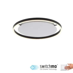 LED Deckenleuchte, dimmbar, anthrazit, rund 50cm, warmweiß