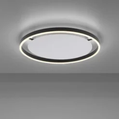LED Deckenleuchte, dimmbar, anthrazit, rund 50cm, warmweiß