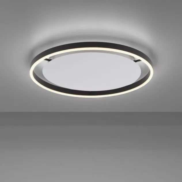 LED Deckenleuchte, dimmbar, anthrazit, rund 50cm, warmweiß