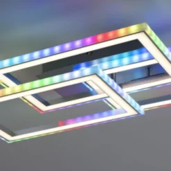 LED Deckenleuchte drehbare Rahmen silberfarbig RGB Rainbow Farben dimmbar