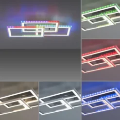 LED Deckenleuchte drehbare Rahmen silberfarbig RGB Rainbow Farben dimmbar