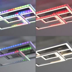 LED Deckenleuchte drehbare Rahmen silberfarbig RGB Rainbow Farben dimmbar