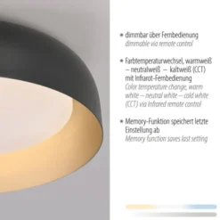 LED Deckenleuchte D=40 schwarz dimmbar per Fernbedienung CCT