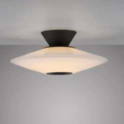 LED Deckenleuchte, ELIPSA, schwarz, Tronicdimmer, Opalglas