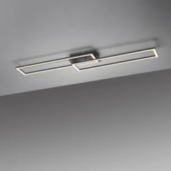 LED Deckenleuchte flach längliche Rahmen schwarz warmweiß 3 Stufen Dimmung
