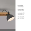 LED Deckenleuchte 3 flammig Akazienholz höhenverstellbar Industrial