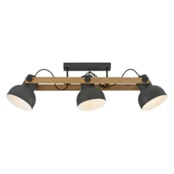 LED Deckenleuchte 3 flammig Akazienholz höhenverstellbar Industrial
