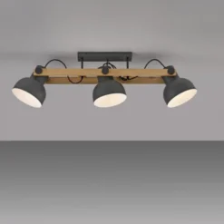 LED Deckenleuchte 3 flammig Akazienholz höhenverstellbar Industrial