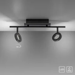 LED Deckenleuchte 2 flammig anthrazitfarbig drehbar IP44 warmweiß