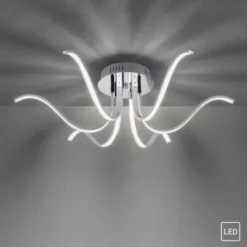 LED-Deckenleuchte, 6-flammig, chrom, 67x67 cm, filigrane Leuchtenarme