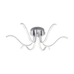 LED-Deckenleuchte, 6-flammig, chrom, 67x67 cm, filigrane Leuchtenarme