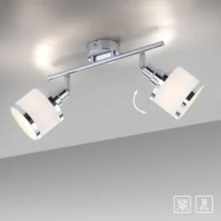 LED Deckenleuchte 2 flammig chrom glänzend drehbar Innenleuchte