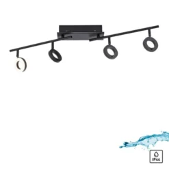 LED Deckenleuchte 4 flammige anthrazitfarbig drehbar IP44 warmweiß