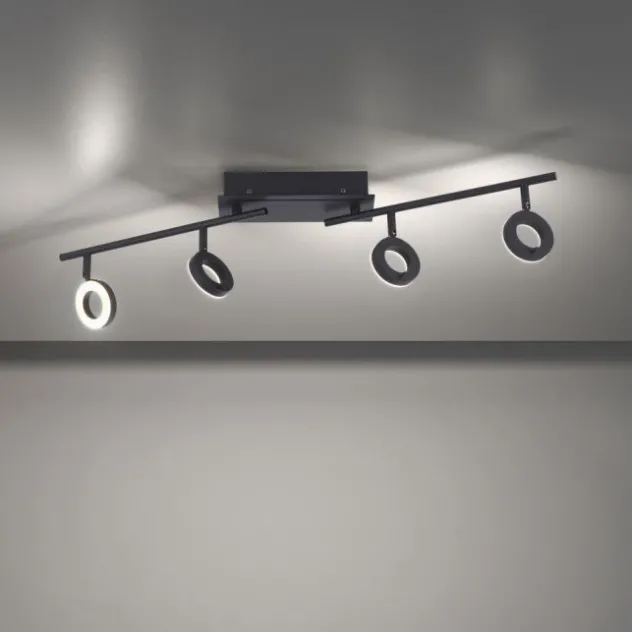 LED Deckenleuchte 4 flammige anthrazitfarbig drehbar IP44 warmweiß