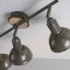 LED Deckenleuchte 3-flammig Metall Holz-natur grau Spots schwenkbar